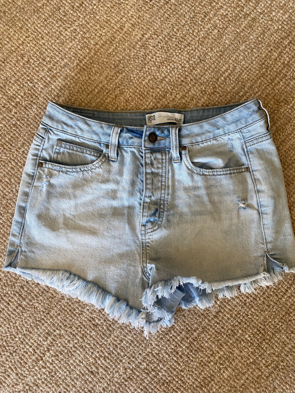 Light Blue Denim Frayed Hem Women’s Shorts